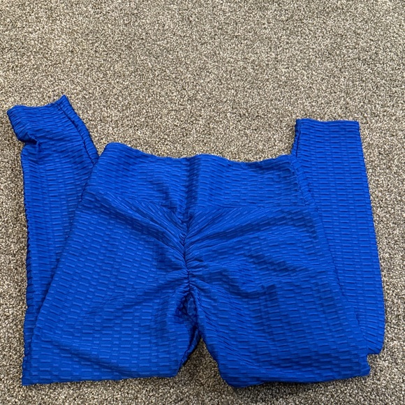 Blue Textured Leggings - Picture 2 of 3